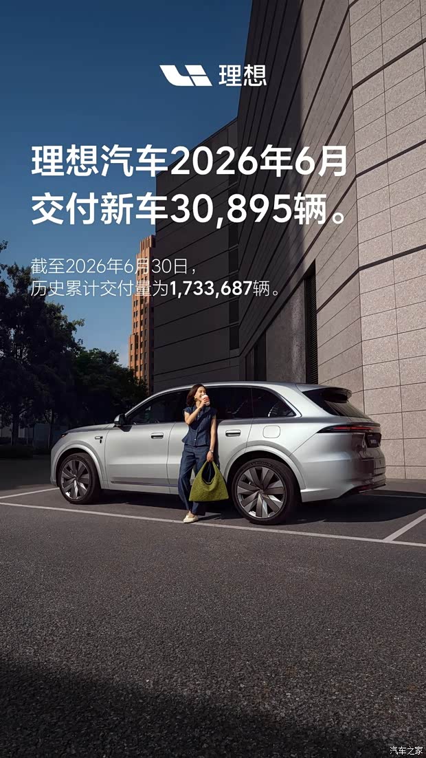 理想汽车6月交付30895辆 新款理想L6将于7月上市